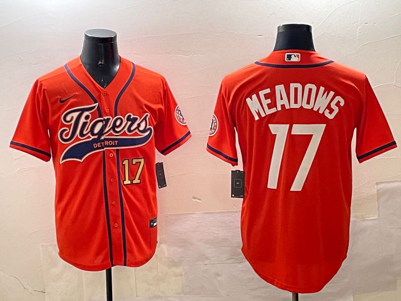 Men Detroit Tigers #17 Meadows Orange Joint Name Game 2025 Nike MLB Jersey style 4